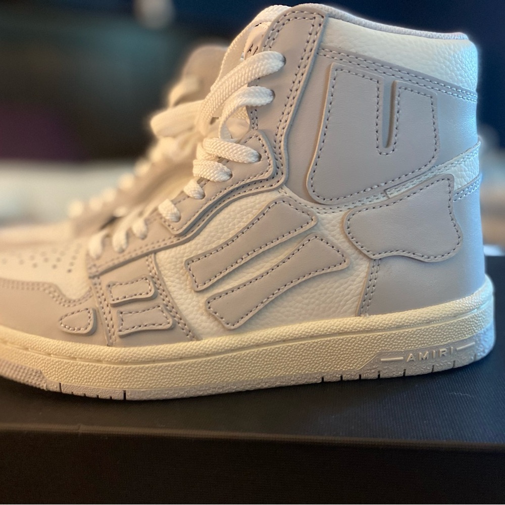 AMIRI White High-Top Sneakers with Layered Design and Thick Rubber Sole